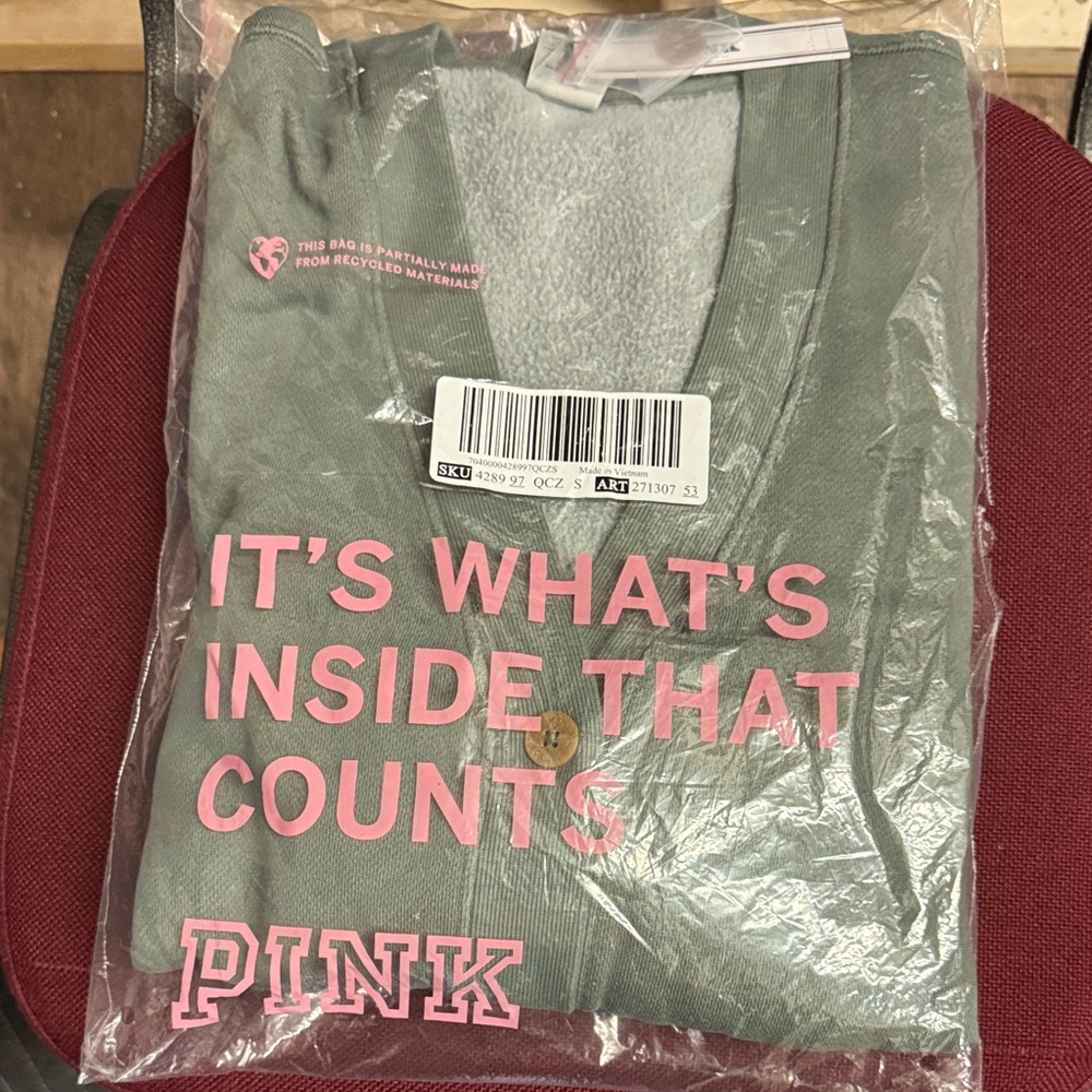 victoria’s Secret pink Dusty Sage Button-Up V-Neck Cardigan